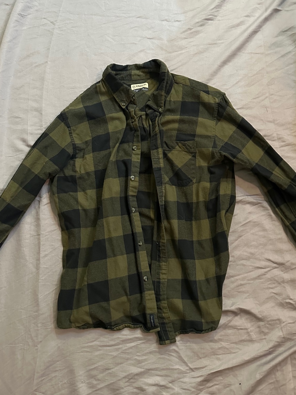 Men's Green and Black Check Flannel Shirt